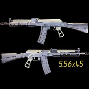 AK-102 custom AK rifle in two-tone black and OD green, 5.56 NATO with SLR handguard, built by Alpha Group Armory in Naples FL