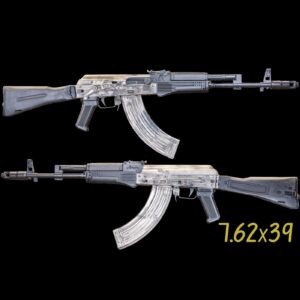 AK-103 BD custom AK rifle in FX Silver distressed Cerakote with full engraving, built by Alpha Group Armory in Naples FL