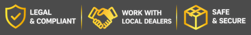 FFL transfer trust badges: legal and compliant, works with local dealers, safe and secure shipping